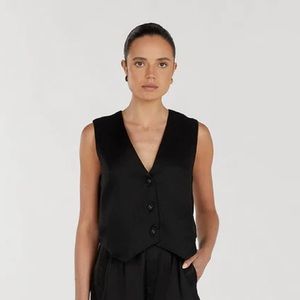 NWT Dissh Banks Linen Vest in Black, US 4